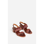 Raffia & Leather Sandals - Multicolour/Pink