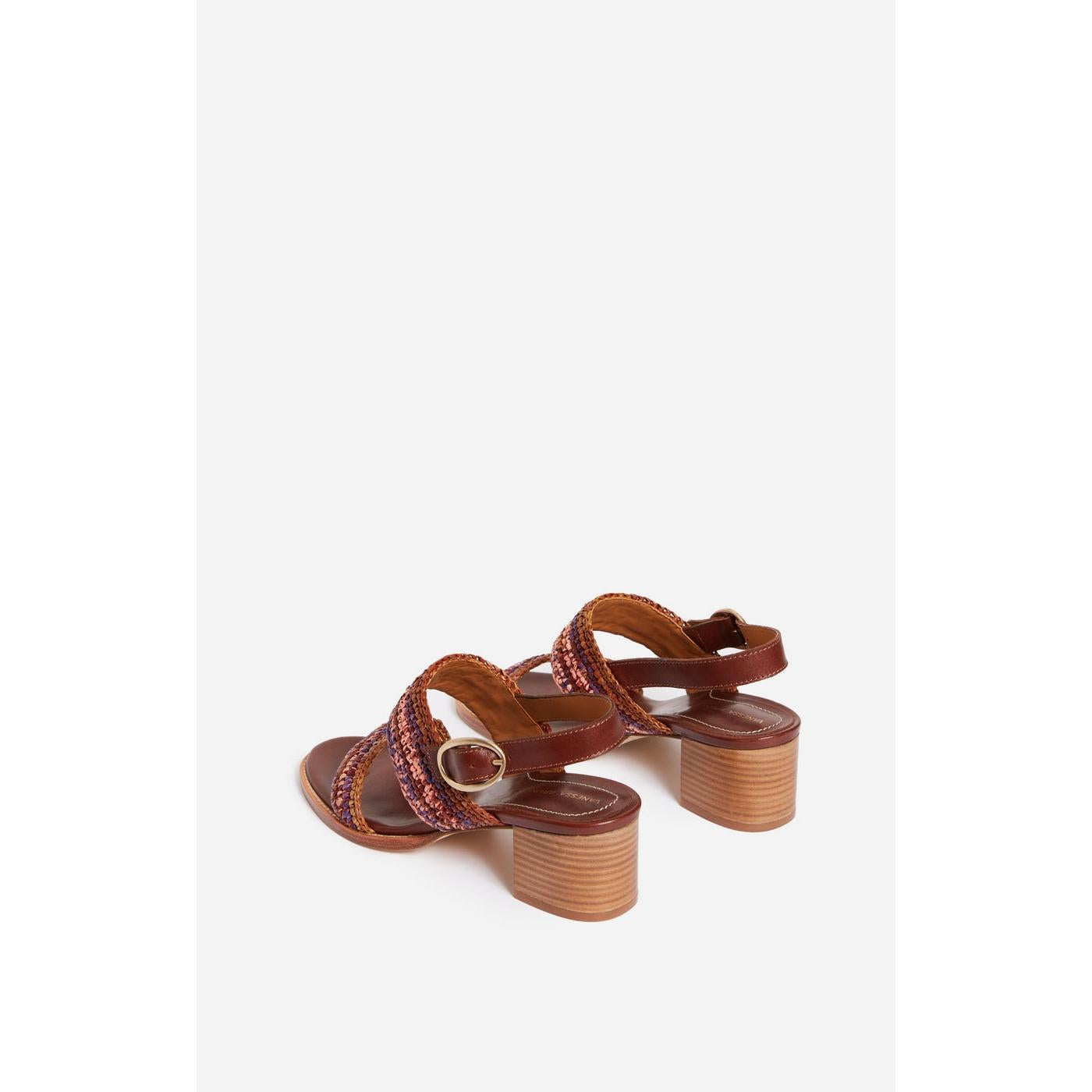 Raffia & Leather Sandals - Multicolour/Pink