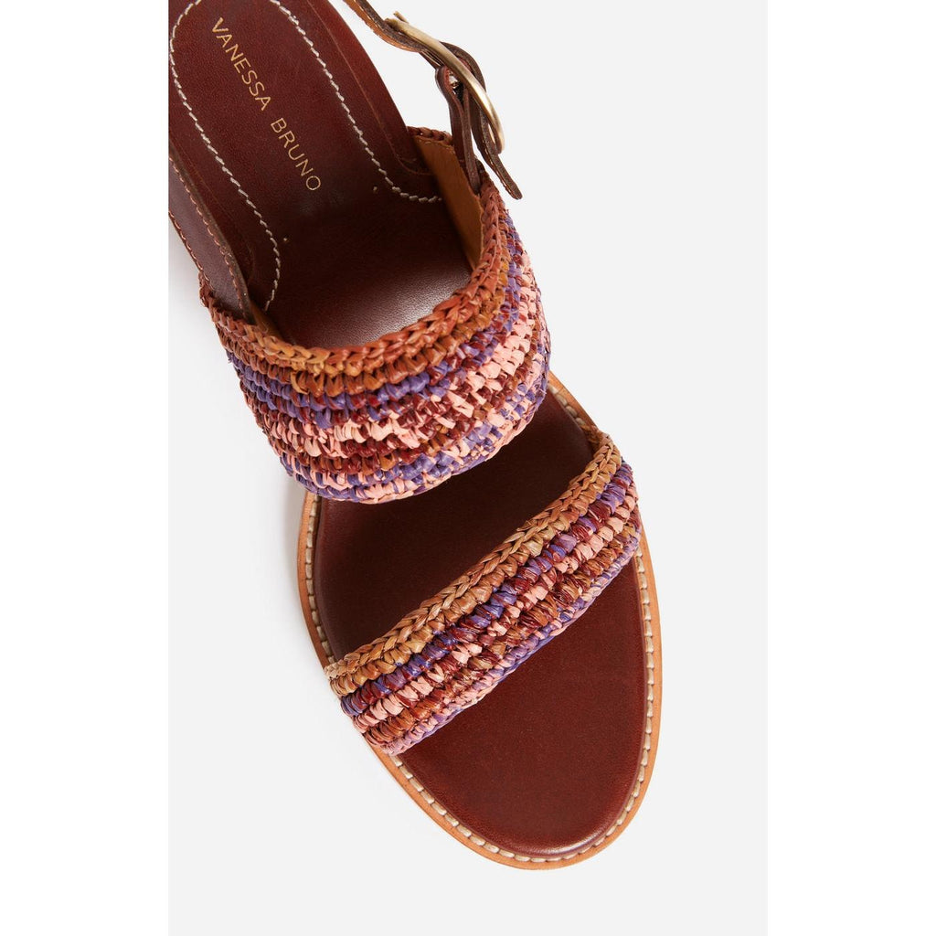 Raffia & Leather Sandals - Multicolour/Pink