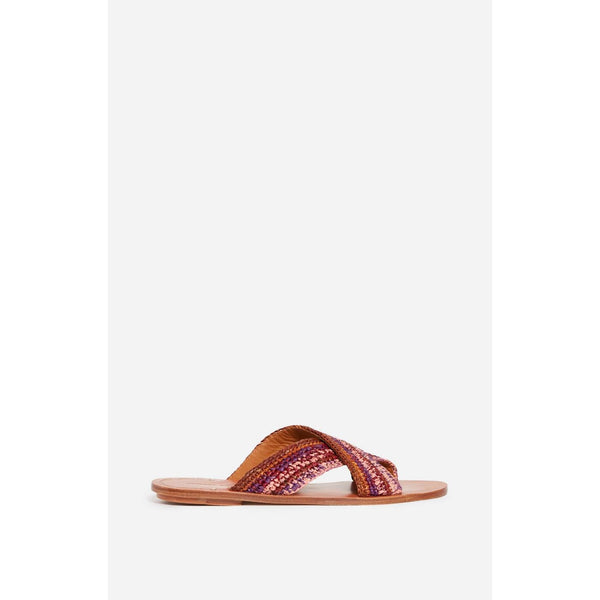 Vanessa Bruno - Raffia & Leather Mules - Multico/Pink