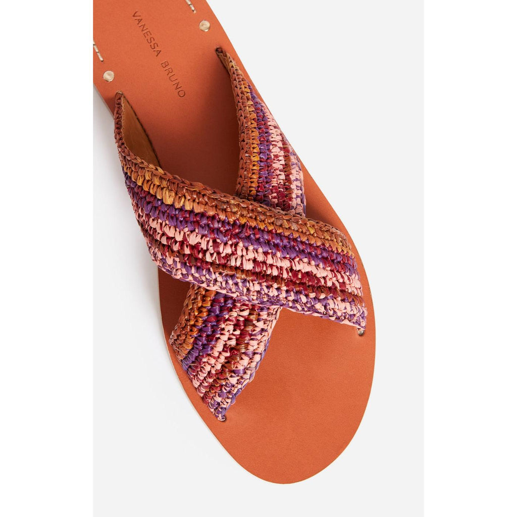 Raffia & Leather Mules - Multicolour/Pink