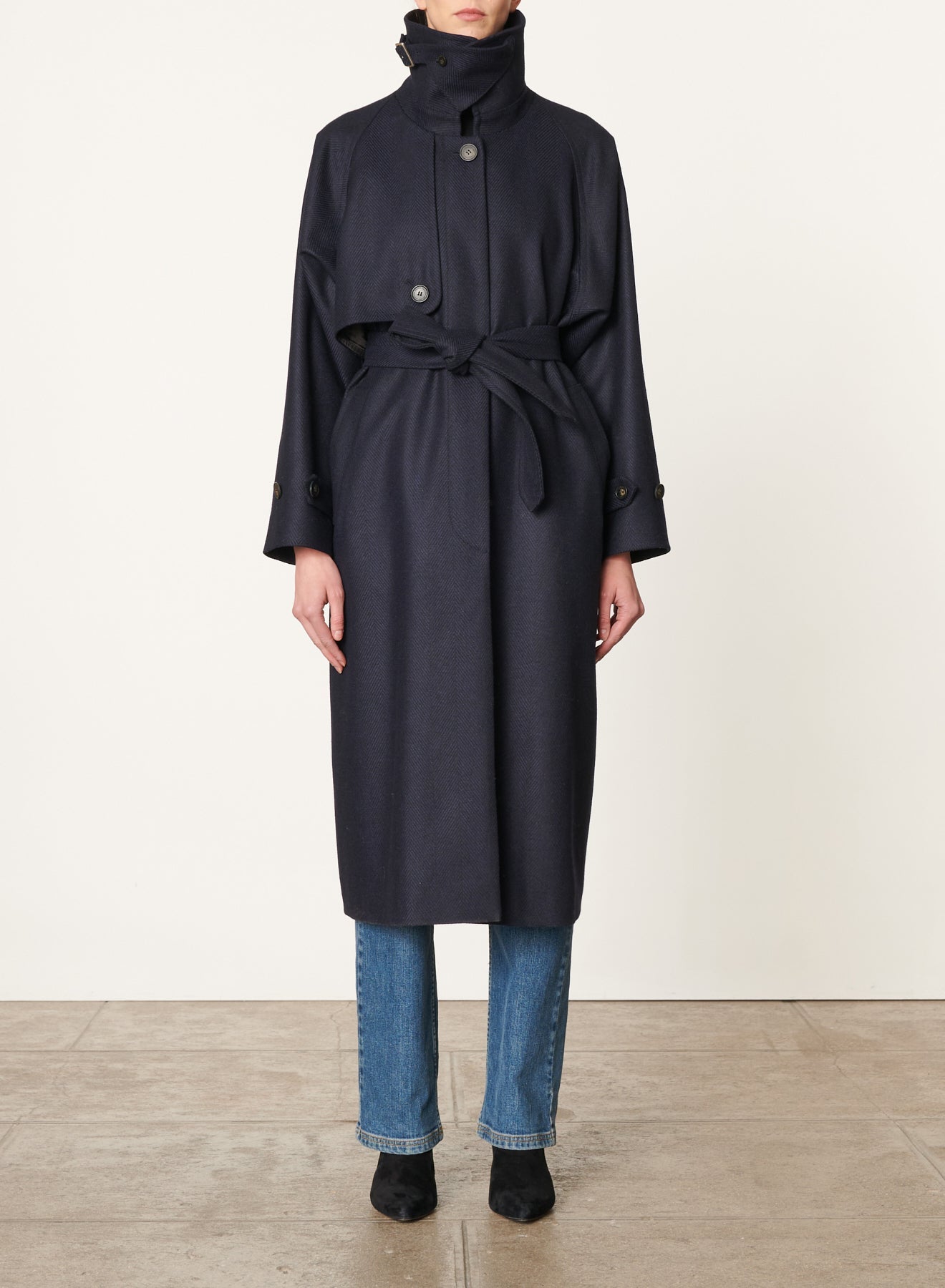 Dexter Trench Coat - Navy & Black