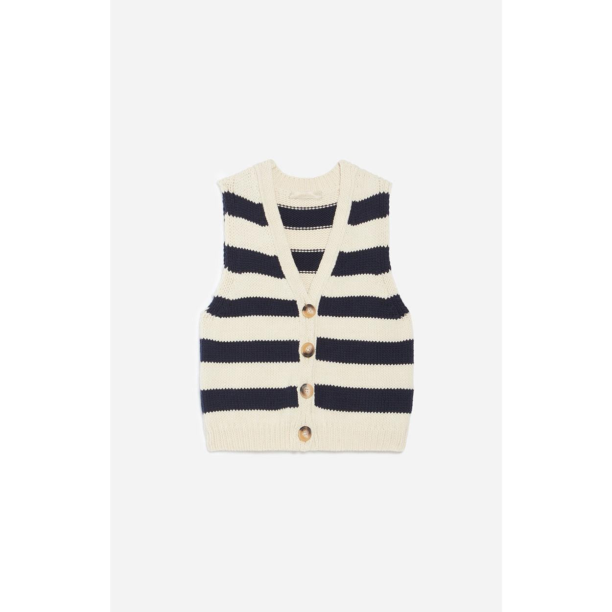 Gilet Dounya - Ecru & Marine