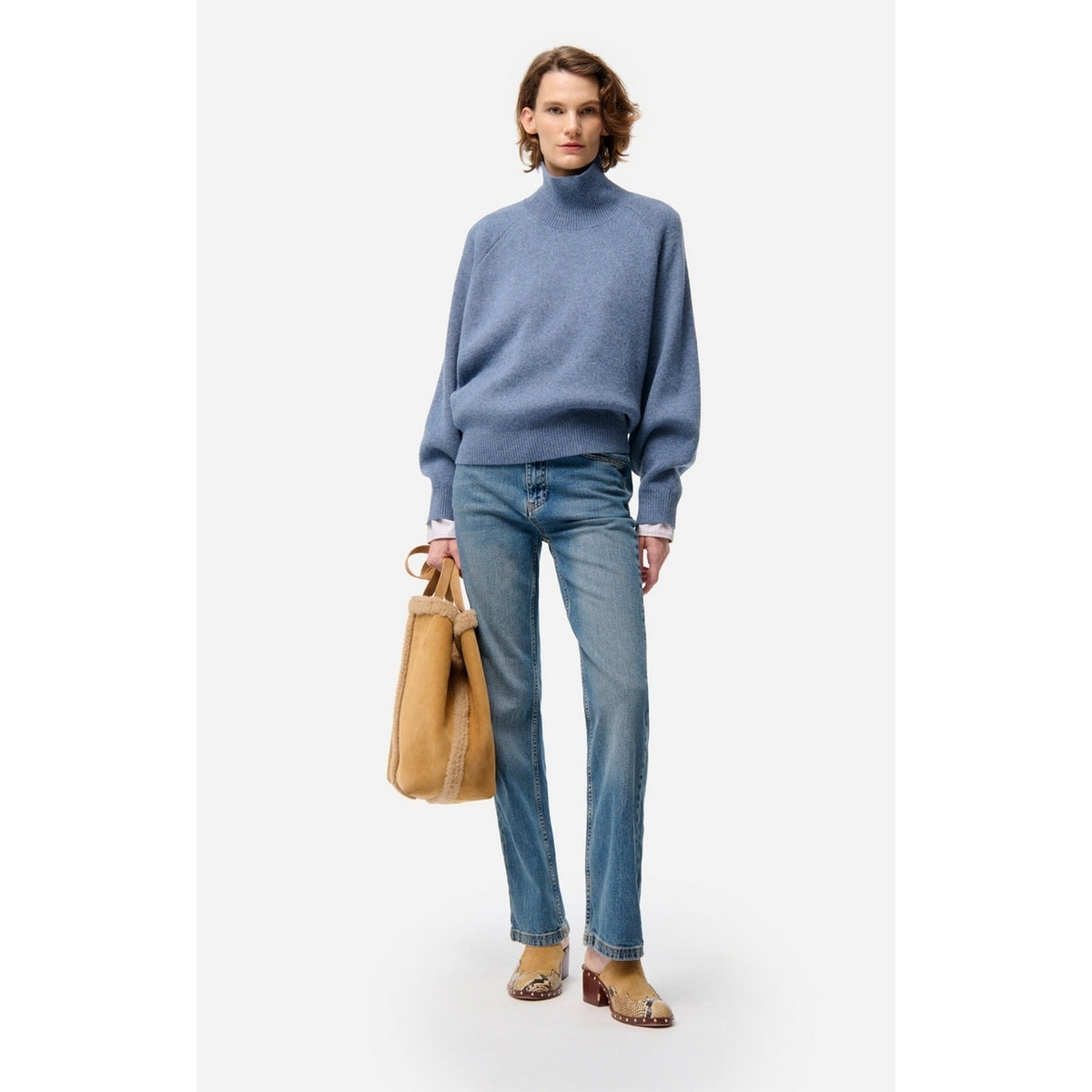 Pull Col Montant Frene - Denim