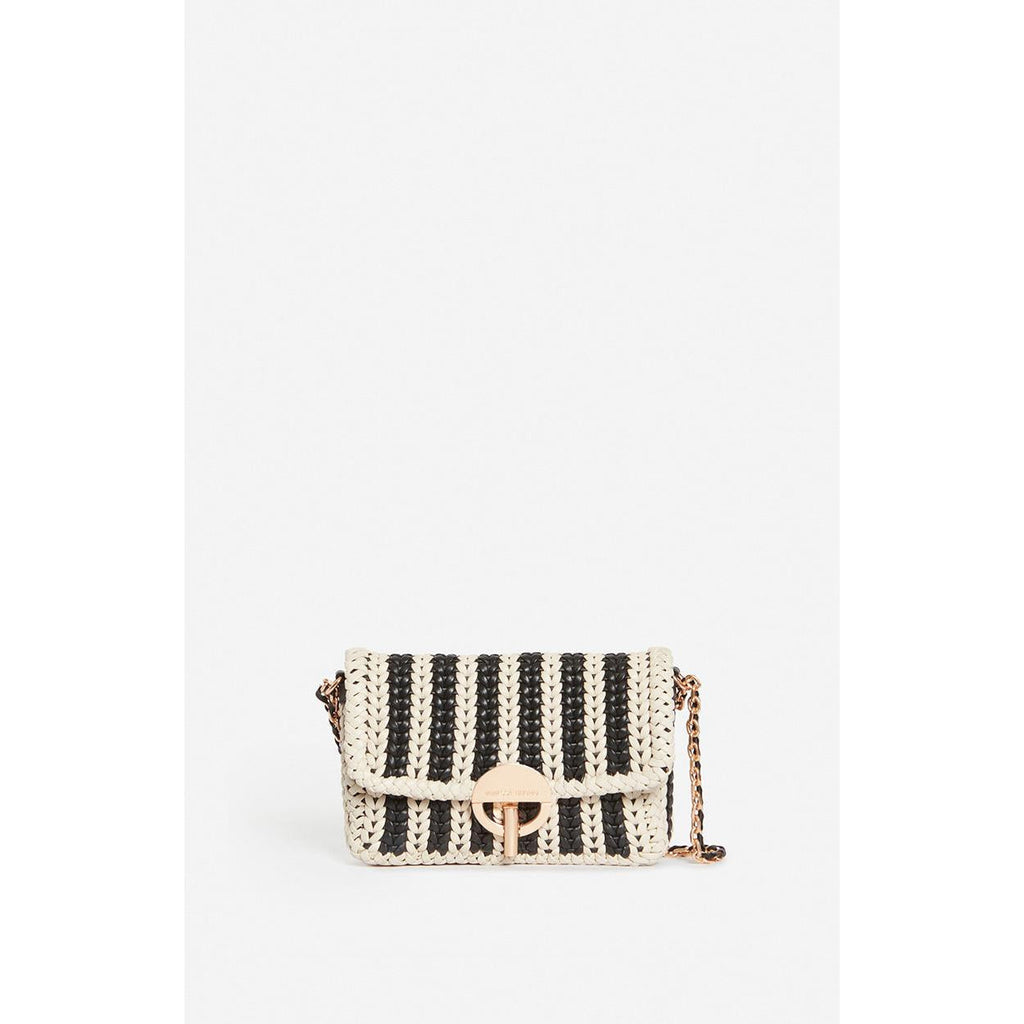 Small Moon Bag in Braided Leather - Black & White