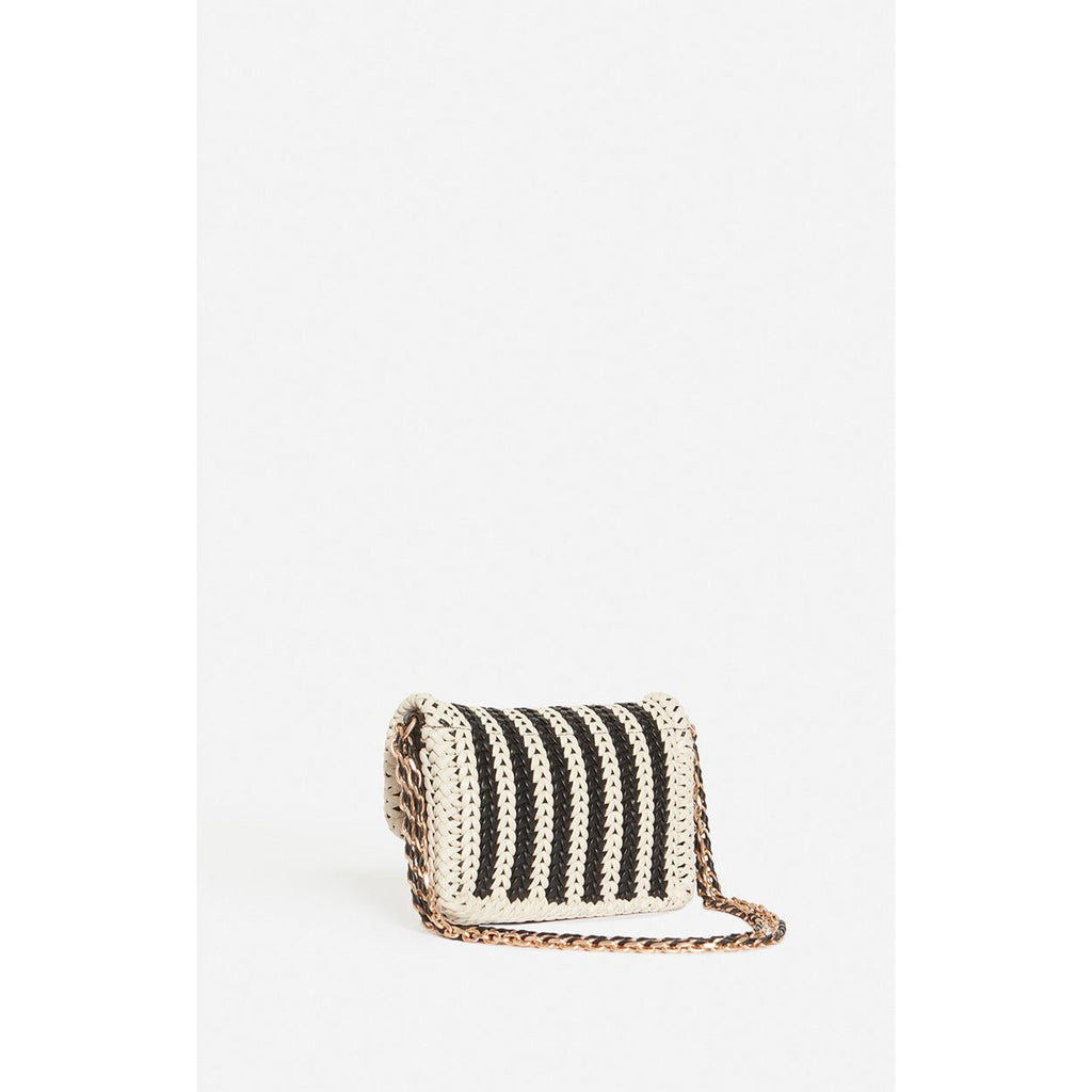 Small Moon Bag in Braided Leather - Black & White