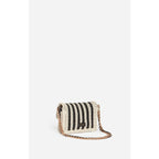 Small Moon Bag in Braided Leather - Black & White