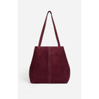 Grand Sac Cabas Porte Epaule en Suede - Prune