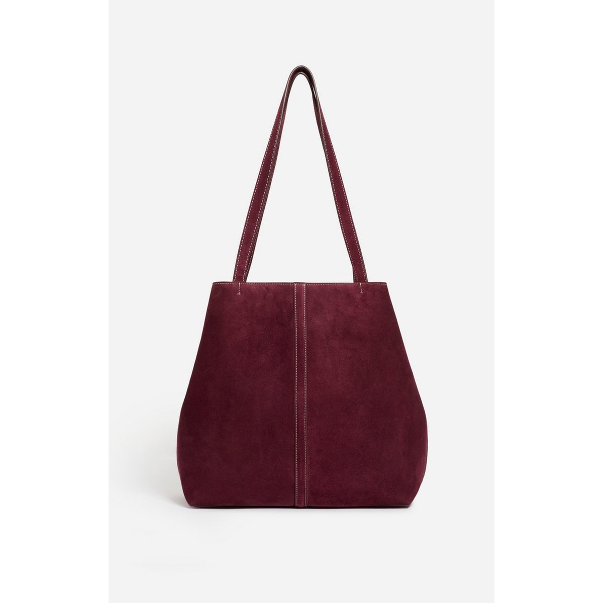 Grand Sac Cabas Porte Epaule en Suede - Prune