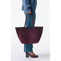 Grand Sac Cabas Porte Epaule en Suede - Prune