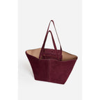 Grand Sac Cabas Porte Epaule en Suede - Prune