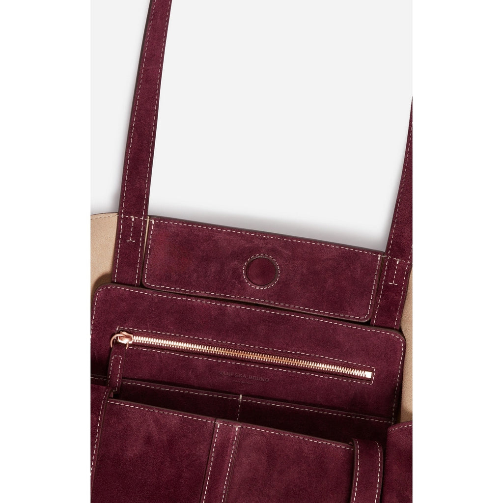 Grand Sac Cabas Porte Epaule en Suede - Prune