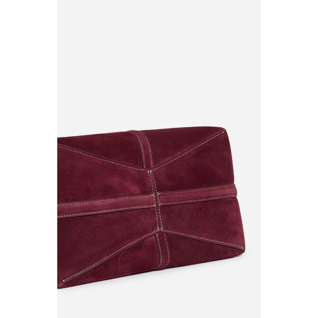 Grand Sac Cabas Porte Epaule en Suede - Prune