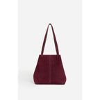 Petit Sac Cabas Porte Epaule en Suede - Prune