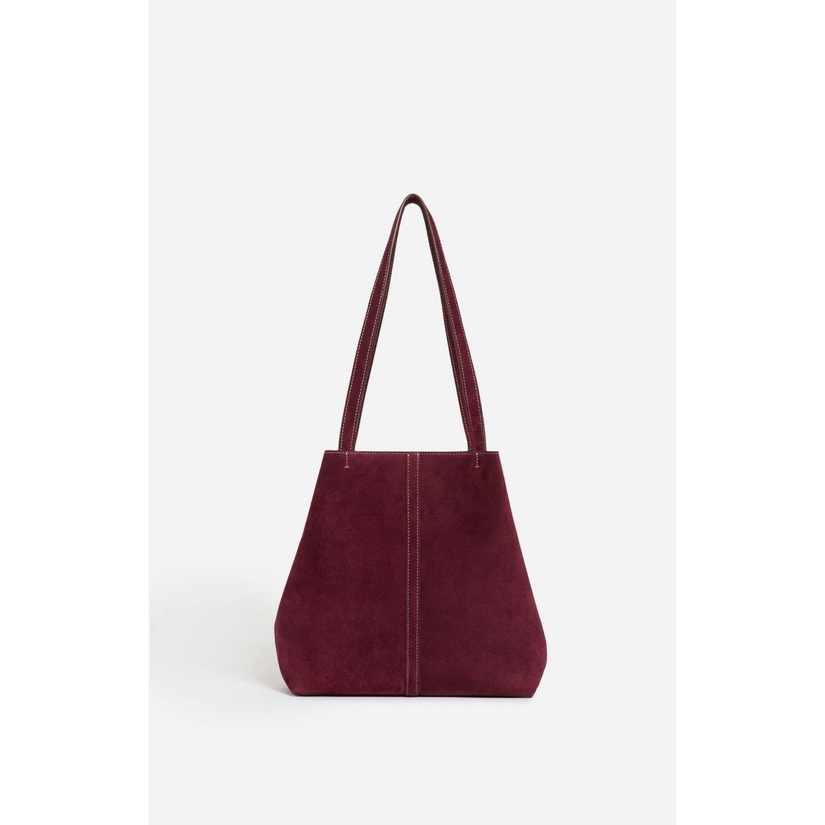 Petit Sac Cabas Porte Epaule en Suede - Prune
