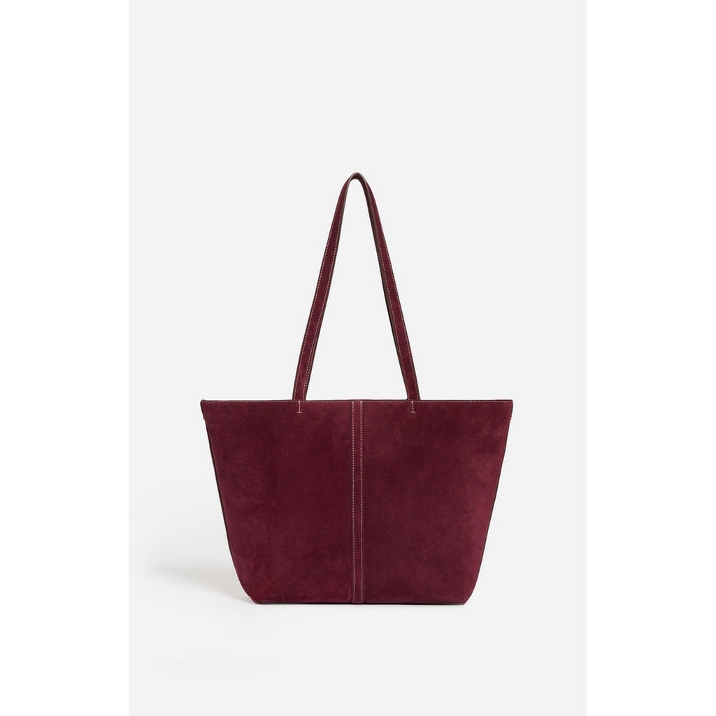 Petit Sac Cabas Porte Epaule en Suede - Prune