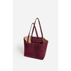Petit Sac Cabas Porte Epaule en Suede - Prune