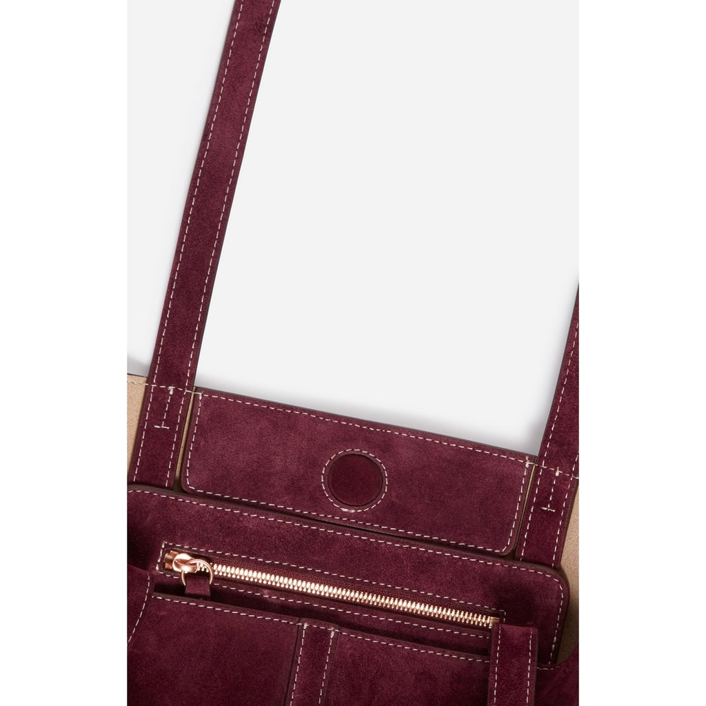 Petit Sac Cabas Porte Epaule en Suede - Prune