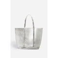 Large Smooth Leather Tote Bag - Silver