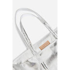 Large Smooth Leather Tote Bag - Silver