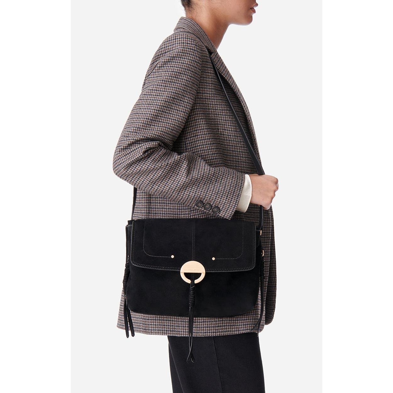 Grand Sac Othilia En Cuir Velours - Noir
