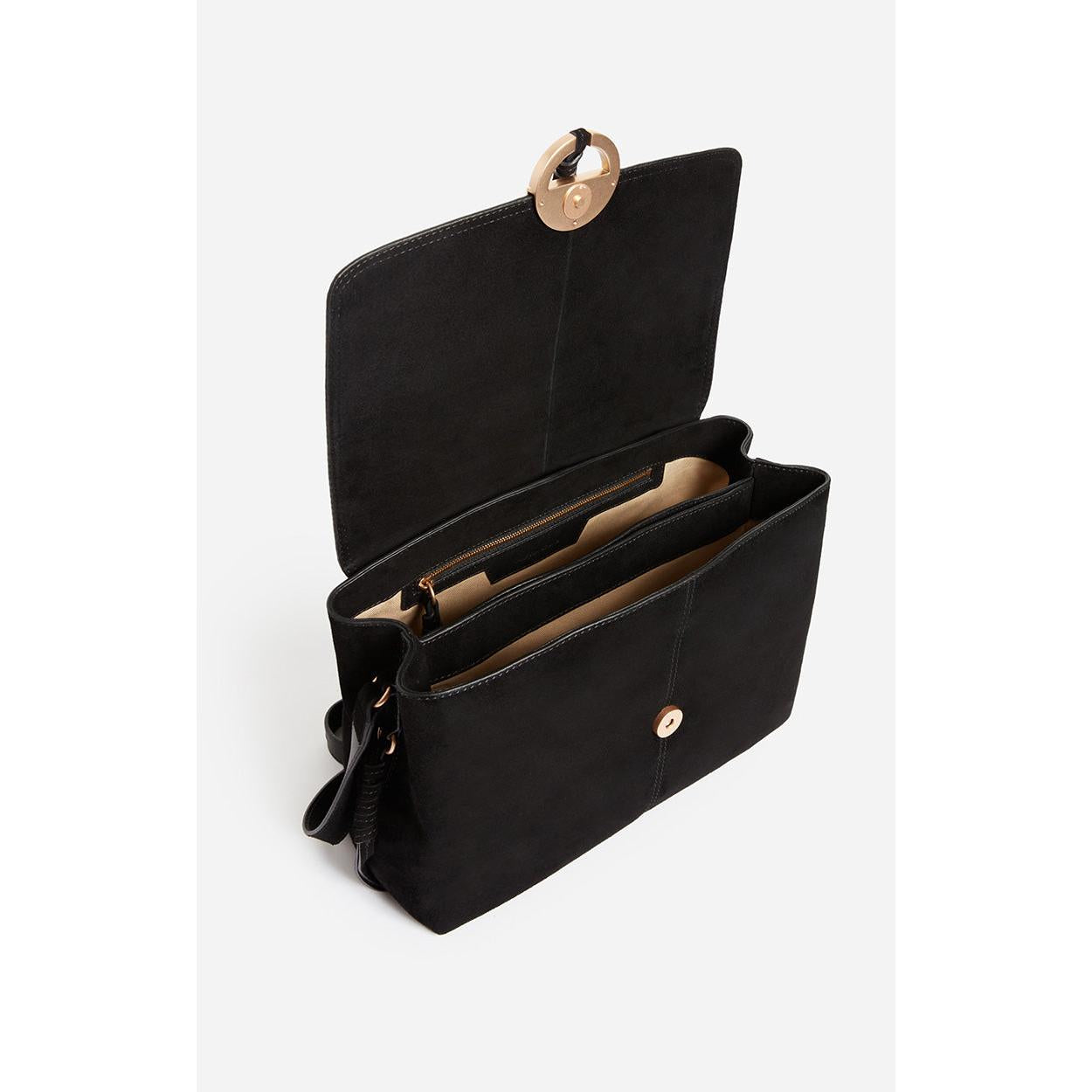 Grand Sac Othilia En Cuir Velours - Noir