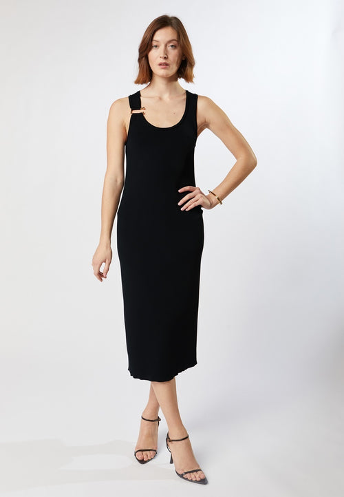 Robe Longue Avec Boucle - Noir - Femme