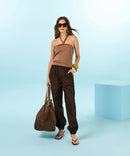 Top sin mangas con lazo - Marrón Moca - Mujer