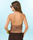 Top sin mangas con lazo - Marrón Moca - Mujer