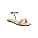 Catena Notte Natural Flat Ankle Cross Sandal
