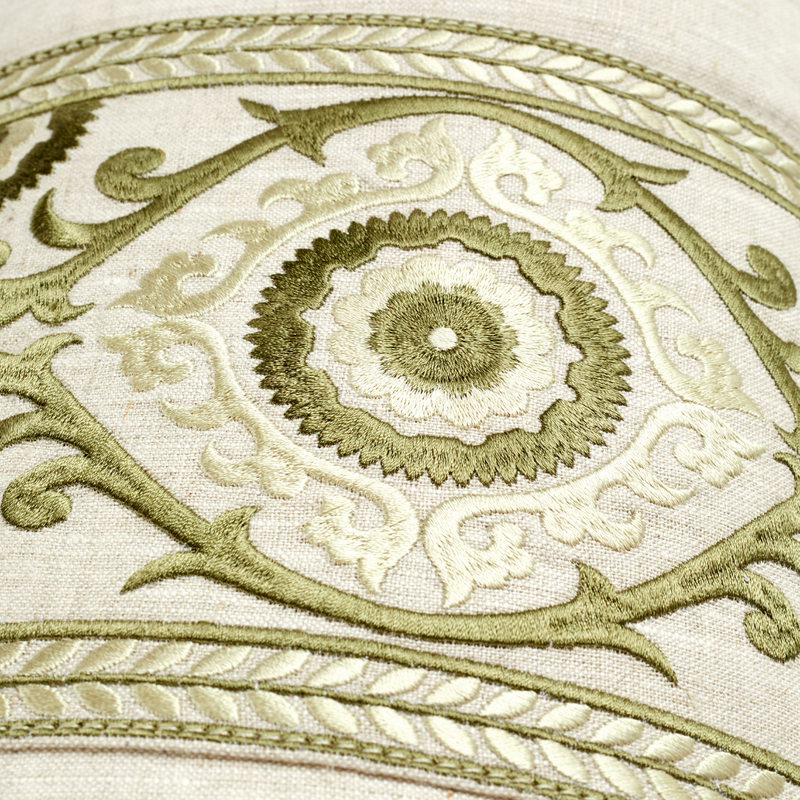 Coussin - Sky Cocoon - Lin Naturel - Suzani Vert Sauge