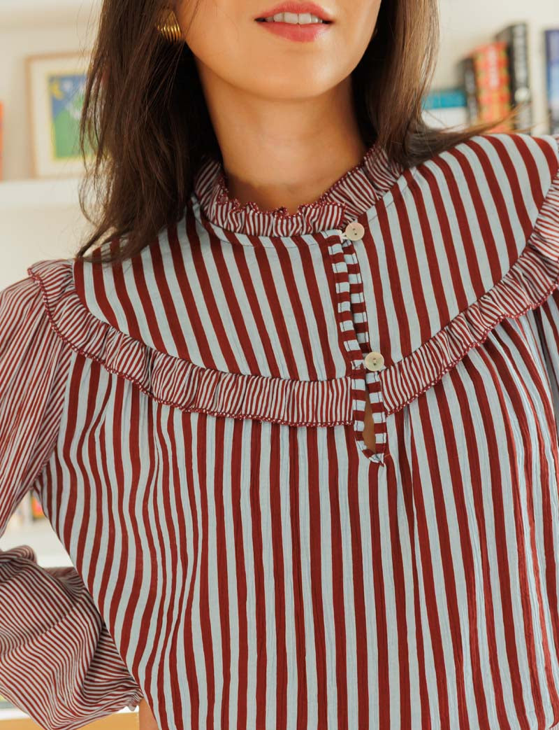 Blouse À Rayures Ciel & Bordeaux Manuela