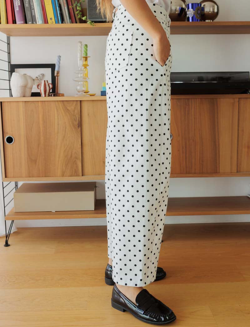 White & Black Polka Dot Bary Jeans