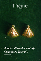 Vintage Triangle Shell Earrings - Gold Plated