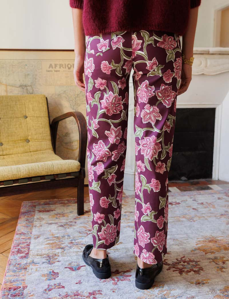 Pantalon Prune Fleuri Jordy