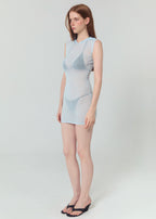 Robe Tricot à Capuche - Bleu