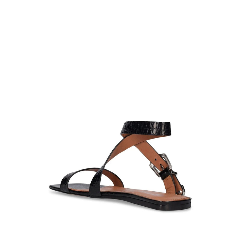 Sandales - Paris Texas Lauren Croco Flat - Black