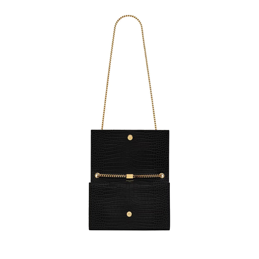 Saint Laurent - Bolso Kate Medium De Piel Con Grabado De Cocodrilo Y Borla - Mujeres - Negro