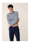 Ensemble Pyjama Haut Marinière Et Pantalon Bleu Marine En Coton - Pyjama Jeason Haut Manches Longues Marinière Et Bas De Pyjama Long Marine