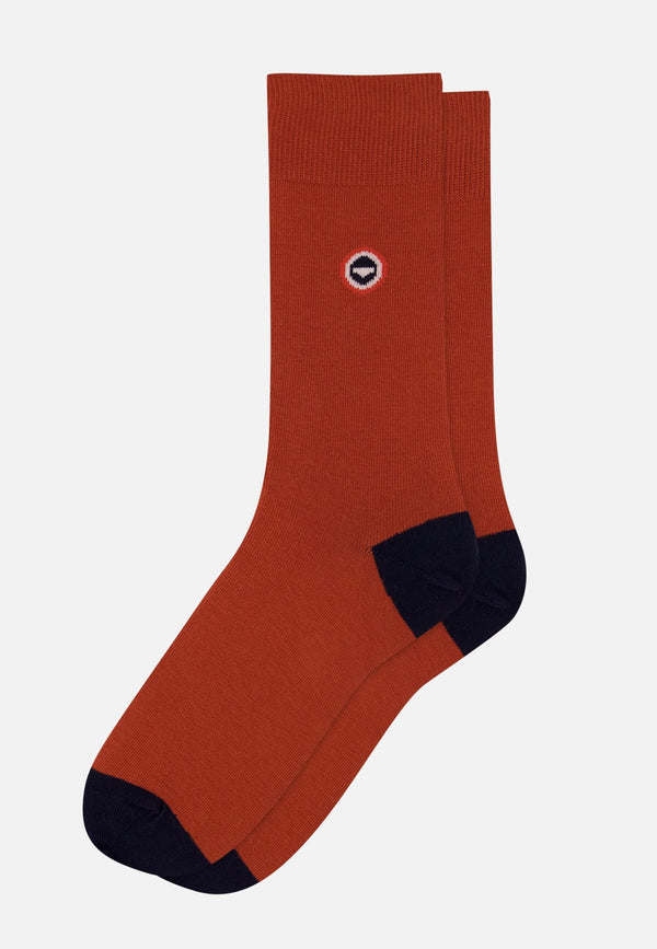 Halbhohe Socken Robuste Aus Baumwolle - Ziegelrot Marineblau
