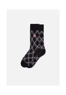 Chaussettes Mi-Hautes Noires À Carreaux Fantaisie - Lucas Carreaux Noir