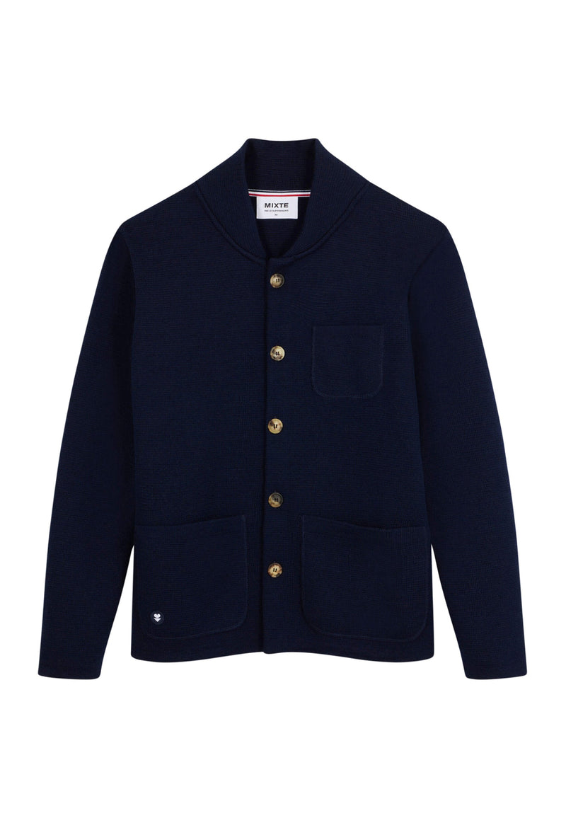 Cardigan Homme En Maille Bleu Marine - Eloi Marine