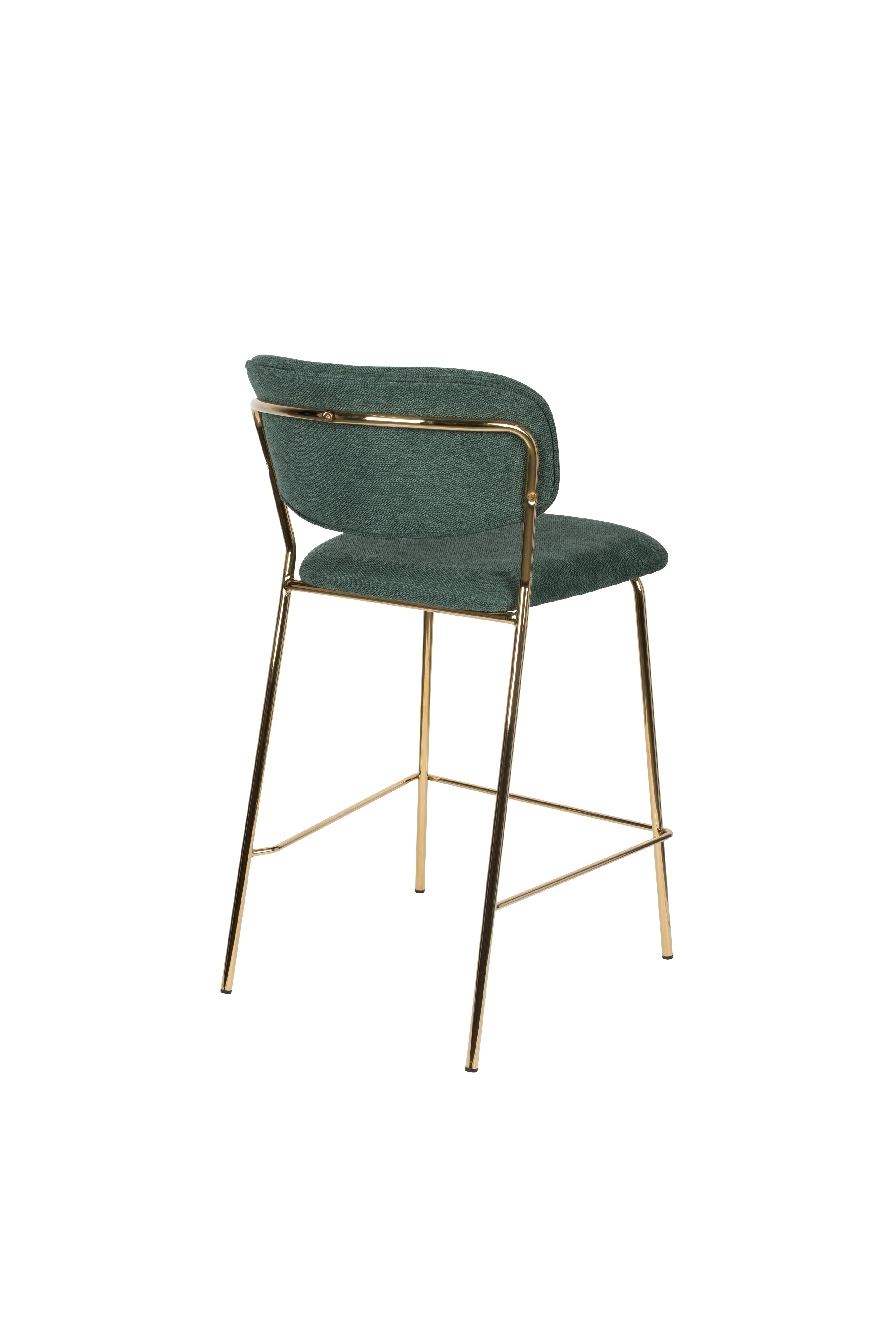 Jolien - Tabouret De Bar & De Comptoir - Tissu - Doré/Vert Foncé