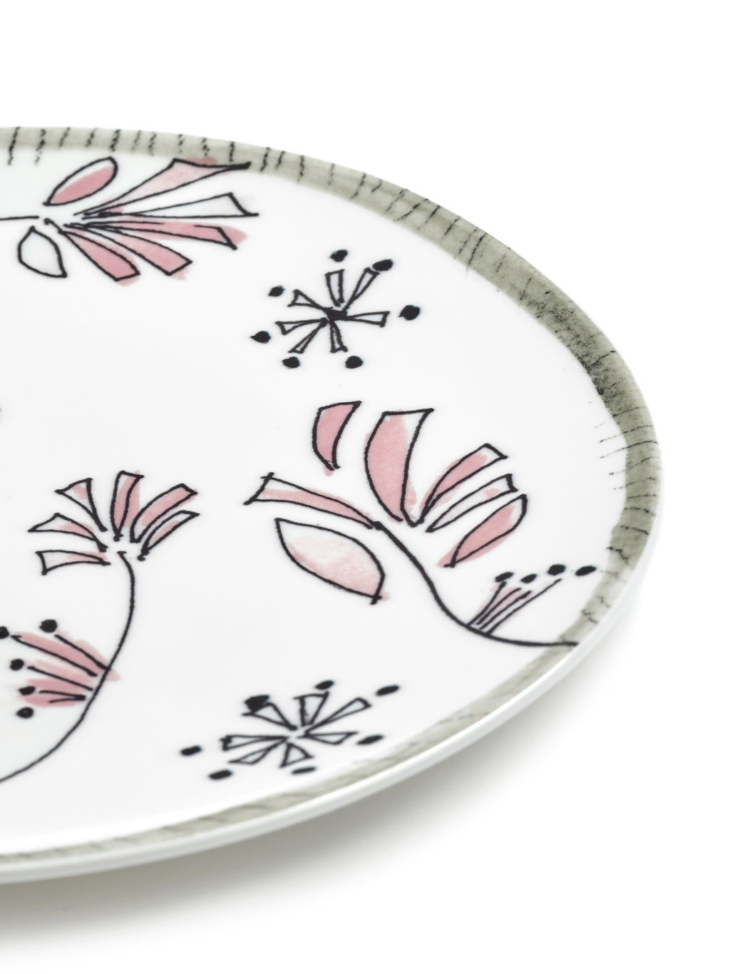 Midnight Flowers - 2er-Set Brotteller - Bone-China-Porzellan - Fiore Rosa