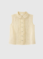 An'ge – Chemise Swany Jaune, blouse sans manches jaune pâle avec col claudine et boutons