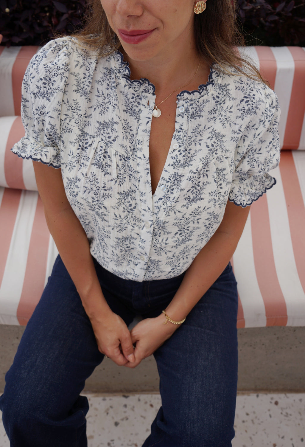 Blouse À Manches Courtes Mila Bleue