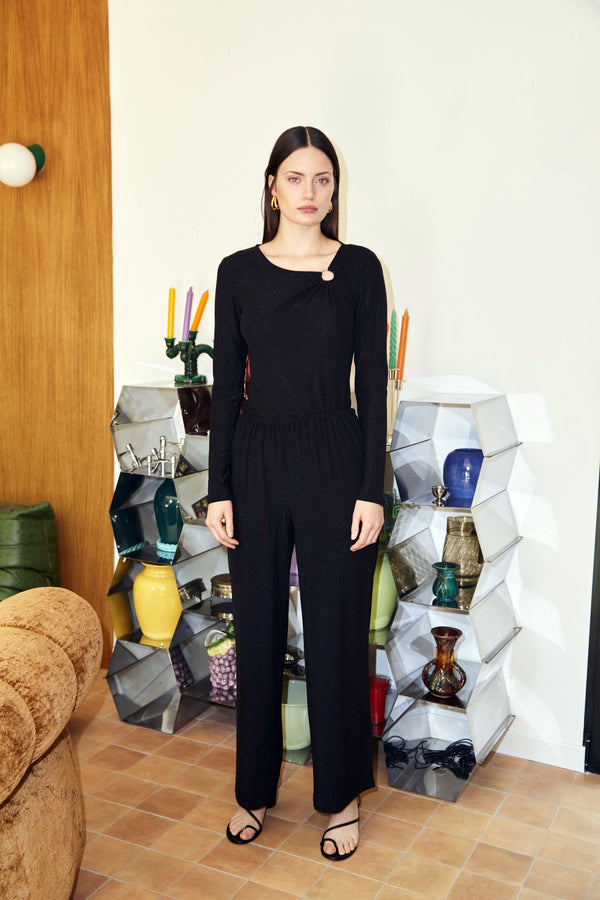 Pantalon Princeton - Lurex Zwart