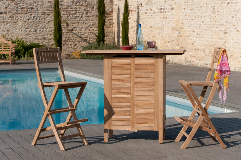 Fun - Tabouret Bar De Jardin - Teck - Marron