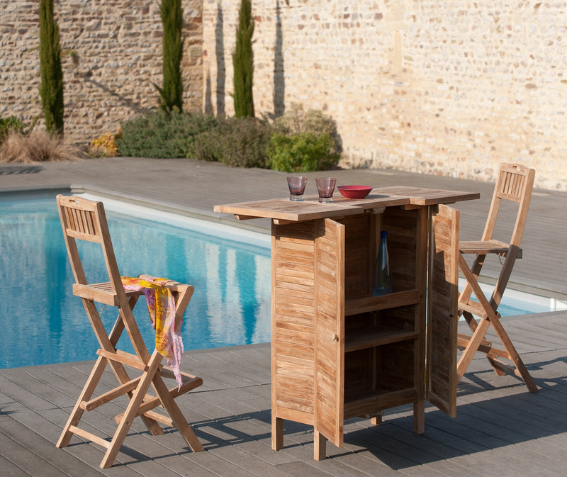 Fun - Tabouret Bar De Jardin - Teck - Marron