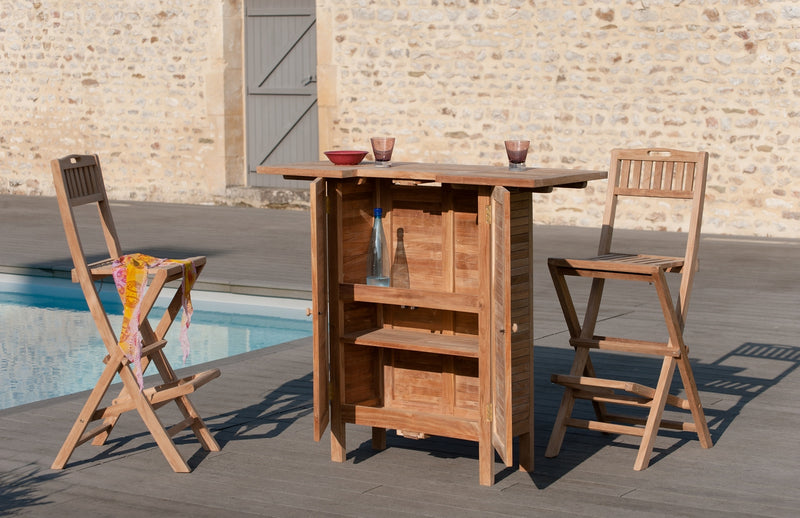 Fun - Tabouret Bar De Jardin - Teck - Marron